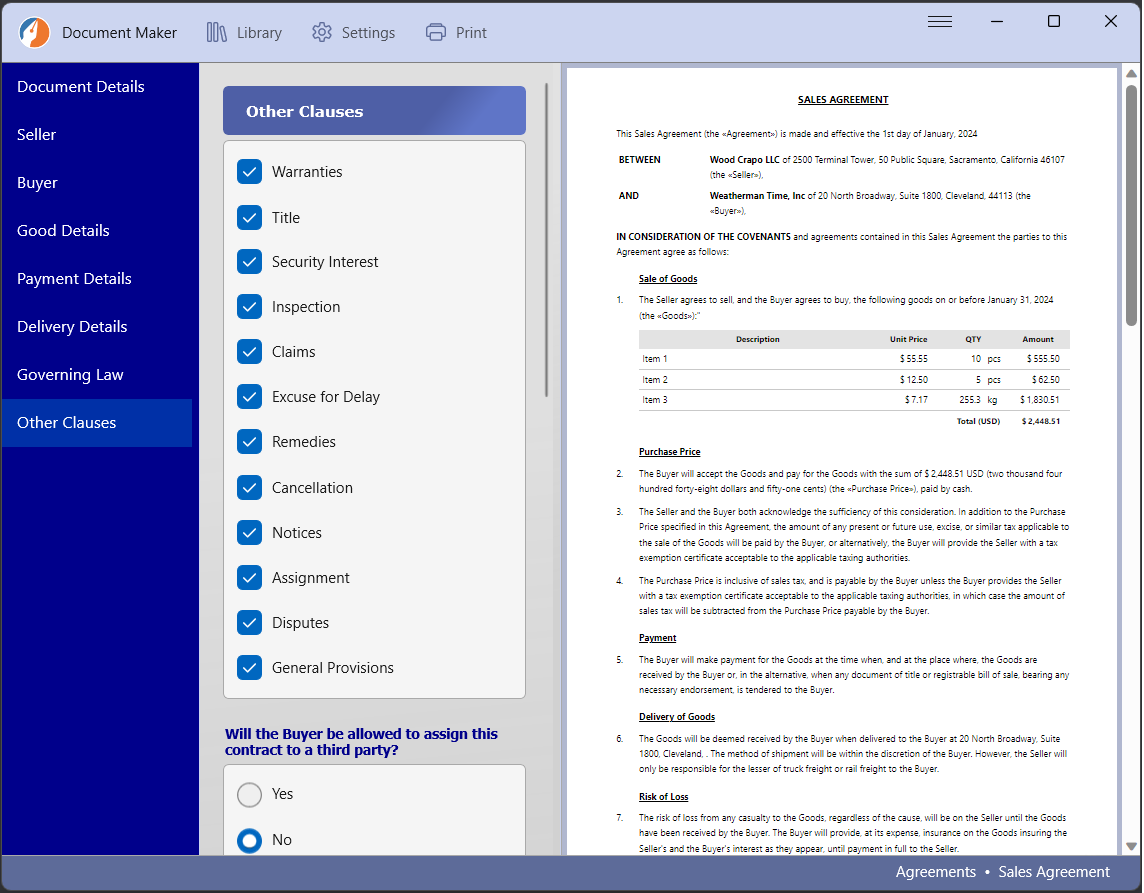 Bill of Sale Maker